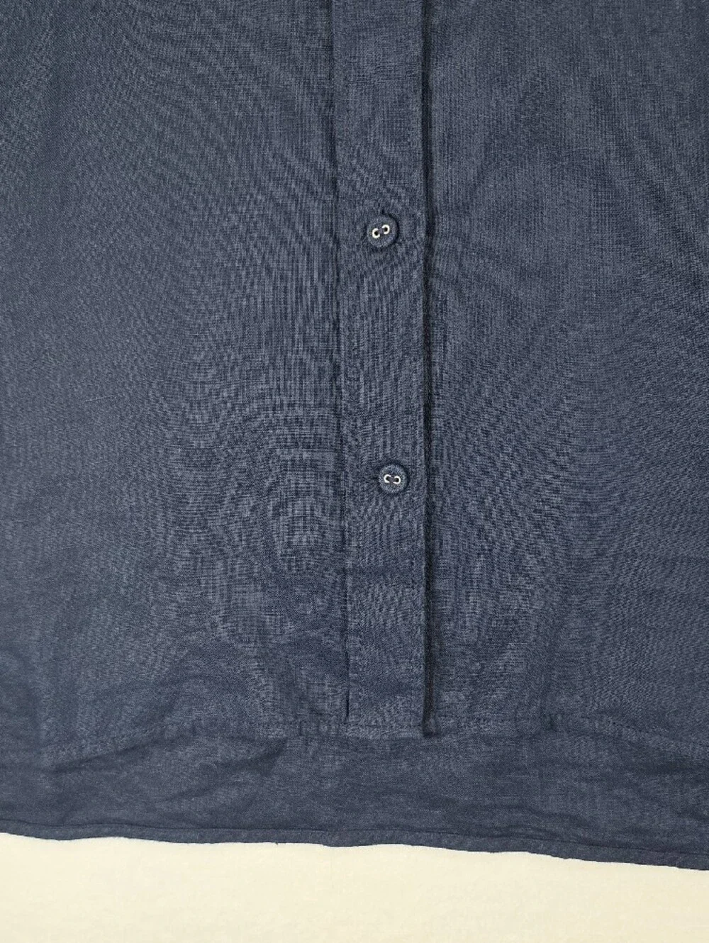 Everlane Dark Navy 100% Linen Button-Down Puff Sleeve Shirt Minimalist